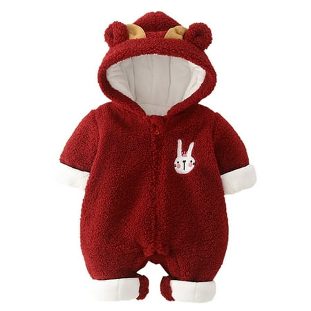 

Kids Baby Girls Jumpsuit Romper Cute Soild Cartoon Ear Hooded Warm Outfits Long Sleeve Girls Jumpsuits & Rompers
