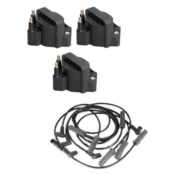 Set of 3 Ignition Coils and Wireset Compatible with 2000-2005 Chevrolet Impala 3.8L Replacement for DR39 776