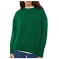 thumbnail image 1 of tarylea Hauts d'Hiver pour Femmes Chandail Côtelé Col Rond Manches Longues Couleur Unie Basique Confortable Décontracté, 1 of 5