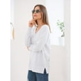 thumbnail image 3 of Aiyino Women's Casual Lightweight V Neck Batwing Sleeve Knit Top Loose Pullover Sweater Tops,White L, 3 of 4