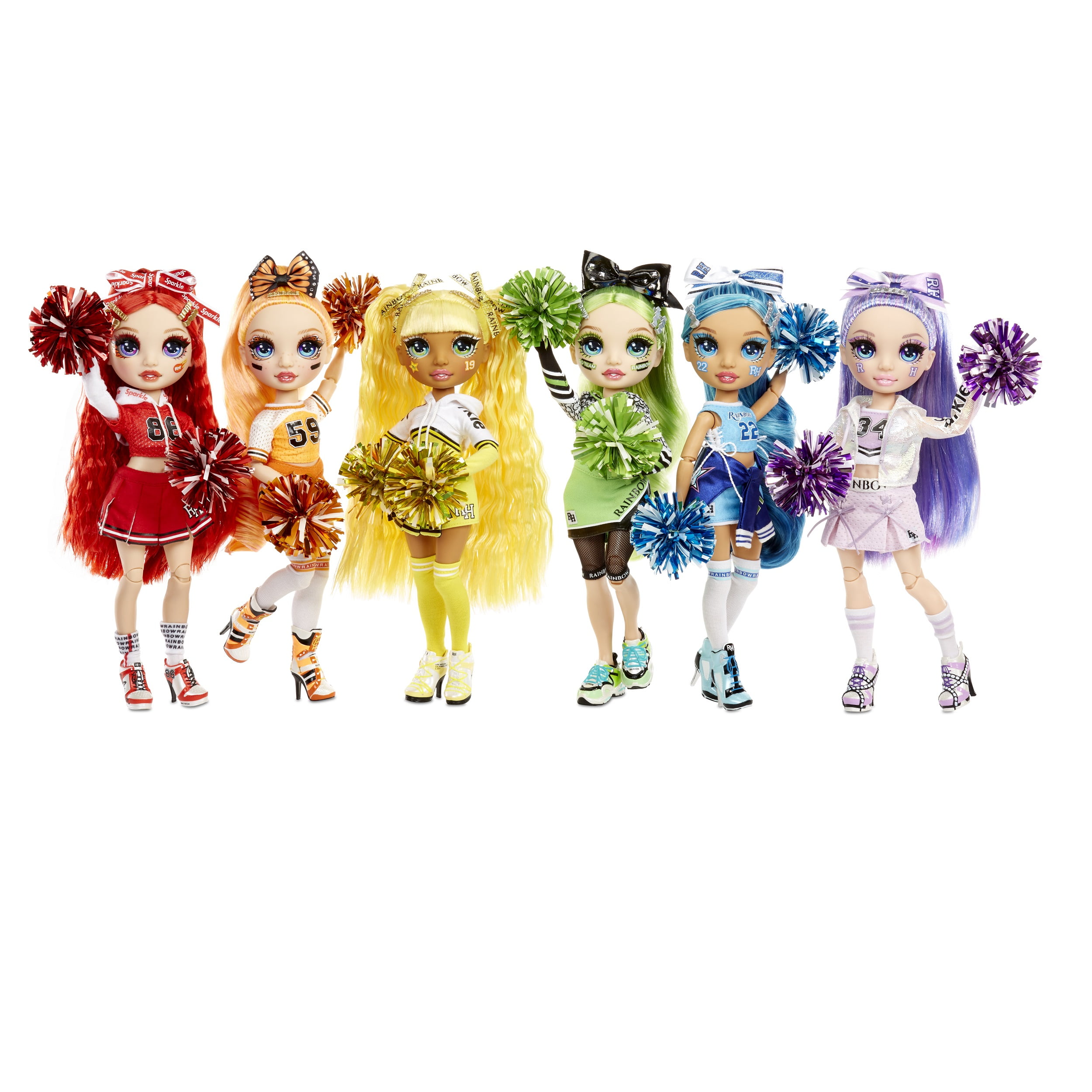 Designer Clothes Sunny Madison Toys for Kids Ages 6-12 Years Old Rainbow High Cheer Collectible Fashion Dolls Rainbow High Cheer Series Yellow Pom Poms /& Cheerleader Doll