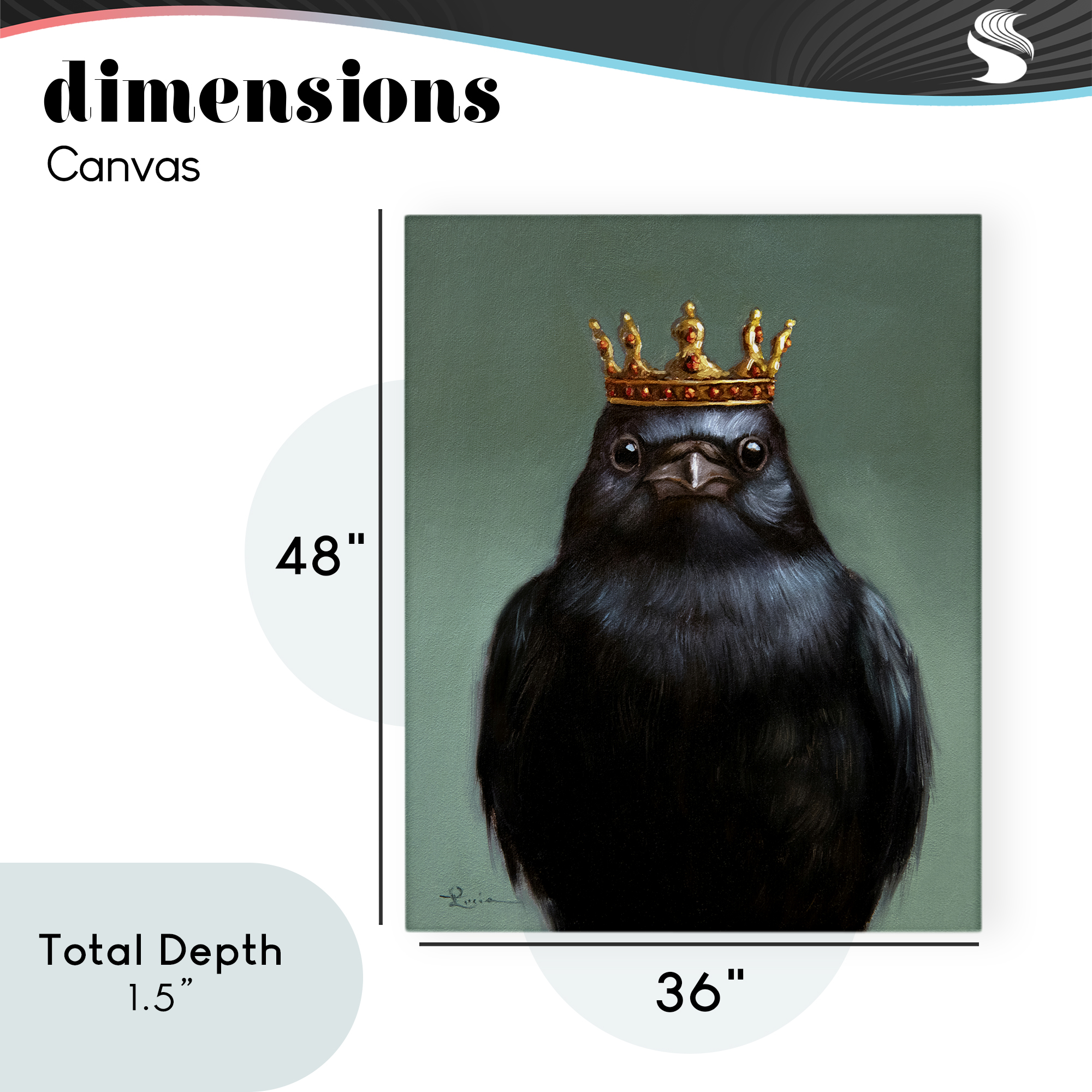 King Crow Portrait Canvas Wall Art, design by Lucia Heffernan