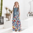 thumbnail image 2 of CPNG Girls Casual Flower Print Pants Summer Lightweight Sweet and Fashionable Loose Elastic Waist Drawstring Long Trousers(Hot Pink,6-7 Years), 2 of 8