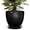 Black, variant on Ordivic 6 inch Mint Green Ceramic Planter with Drainage & Saucer, Round Pot for Baby Tears & Ferns, Kitchen Windowsill Herb Garden Decor, Gift
