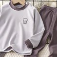 thumbnail image 4 of Wonitaaizi Kids Girls Toddler Solid Pajamas Fall Long Sleeve Crewneck Letter Print Pajamas Sleepwear Set Grey for Size 6-12 Months, 4 of 4