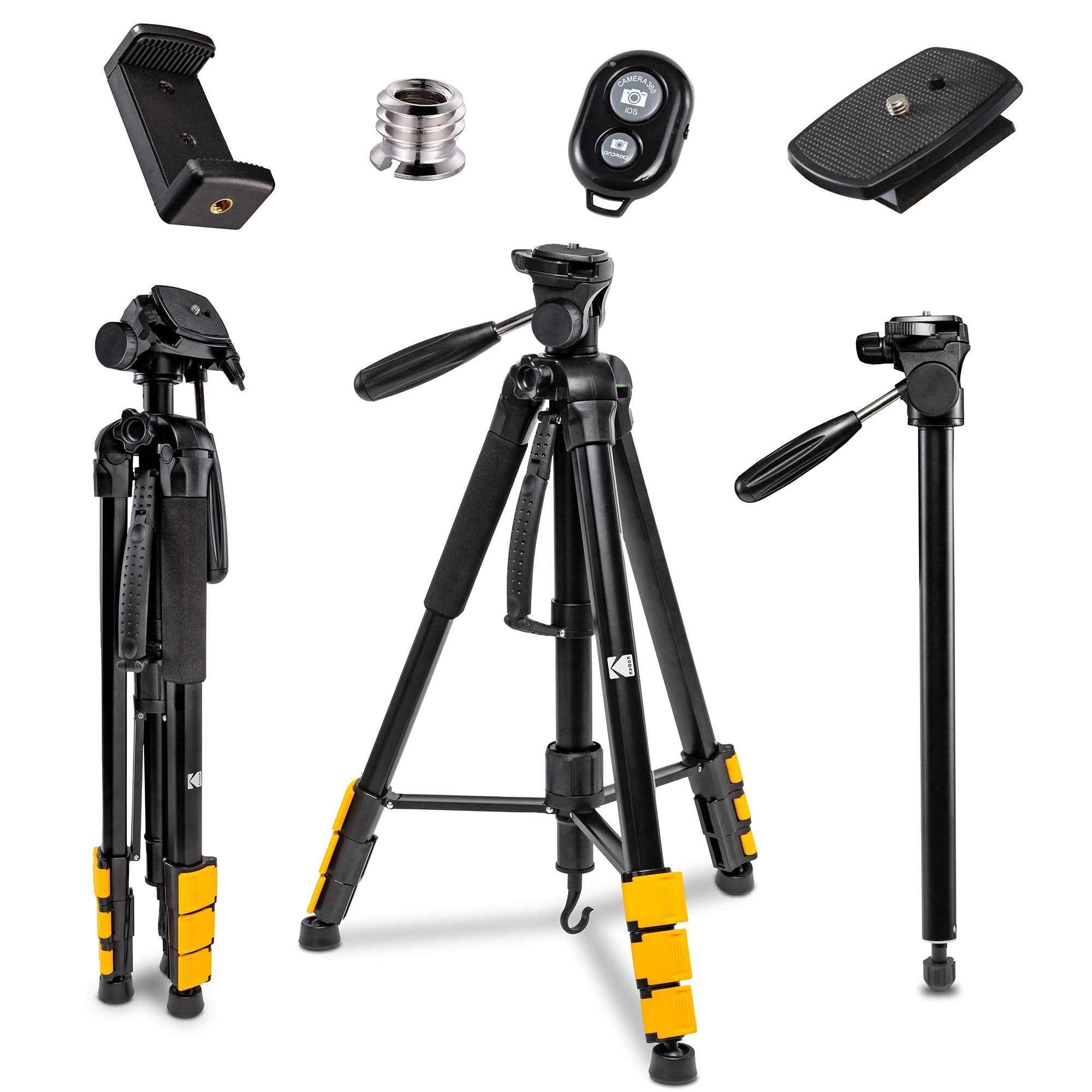 KODAK PhotoGear 2-in-1 70” Tripod & 64.5” Monopod with Remote, Travel Camera Tripod Stand
