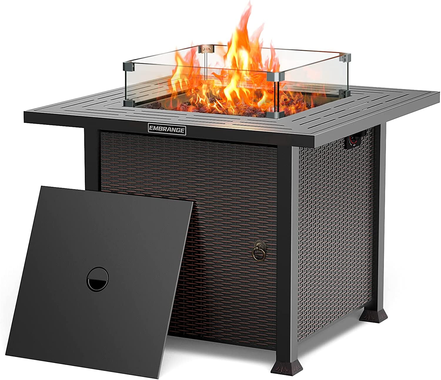 EMBRANGE Propane Gas Fire Pit Table, AutoIgnition Outdoor Firepit