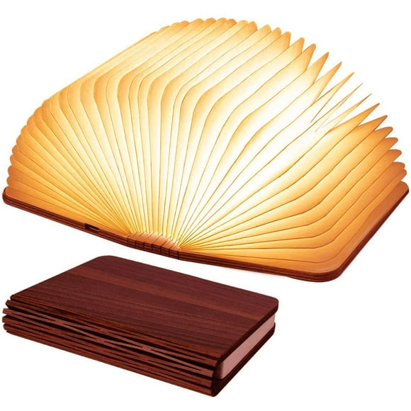 Lámpara plegable Vergissm de madera para libros, luz LED de 3 colores