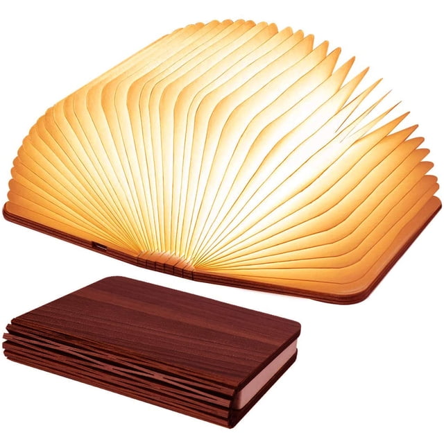 Lámpara plegable Vergissm de madera para libros, luz LED de 3 colores