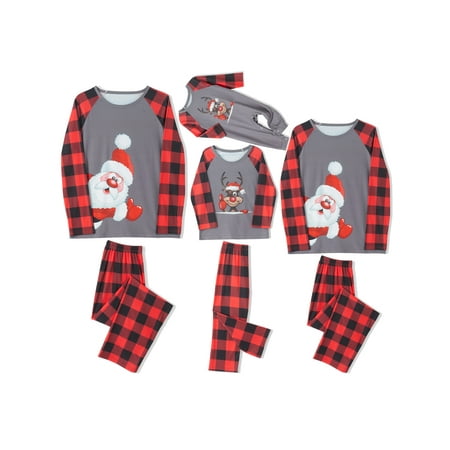 

Thaisu Christmas Pajamas for Family Matching Family Christmas PJs Sets Santa Claus/Elk Print Top Sleepwear