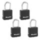 thumbnail image 1 of Candado con llave negra para exteriores Padlock Master Lock M115XQLF, paquete de 4, 1 of 6