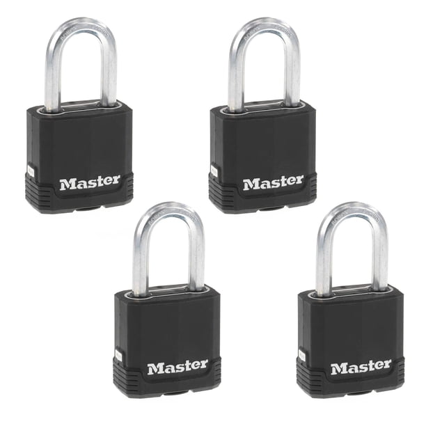 Candado con llave negra para exteriores Padlock Master Lock M115XQLF, paquete de 4