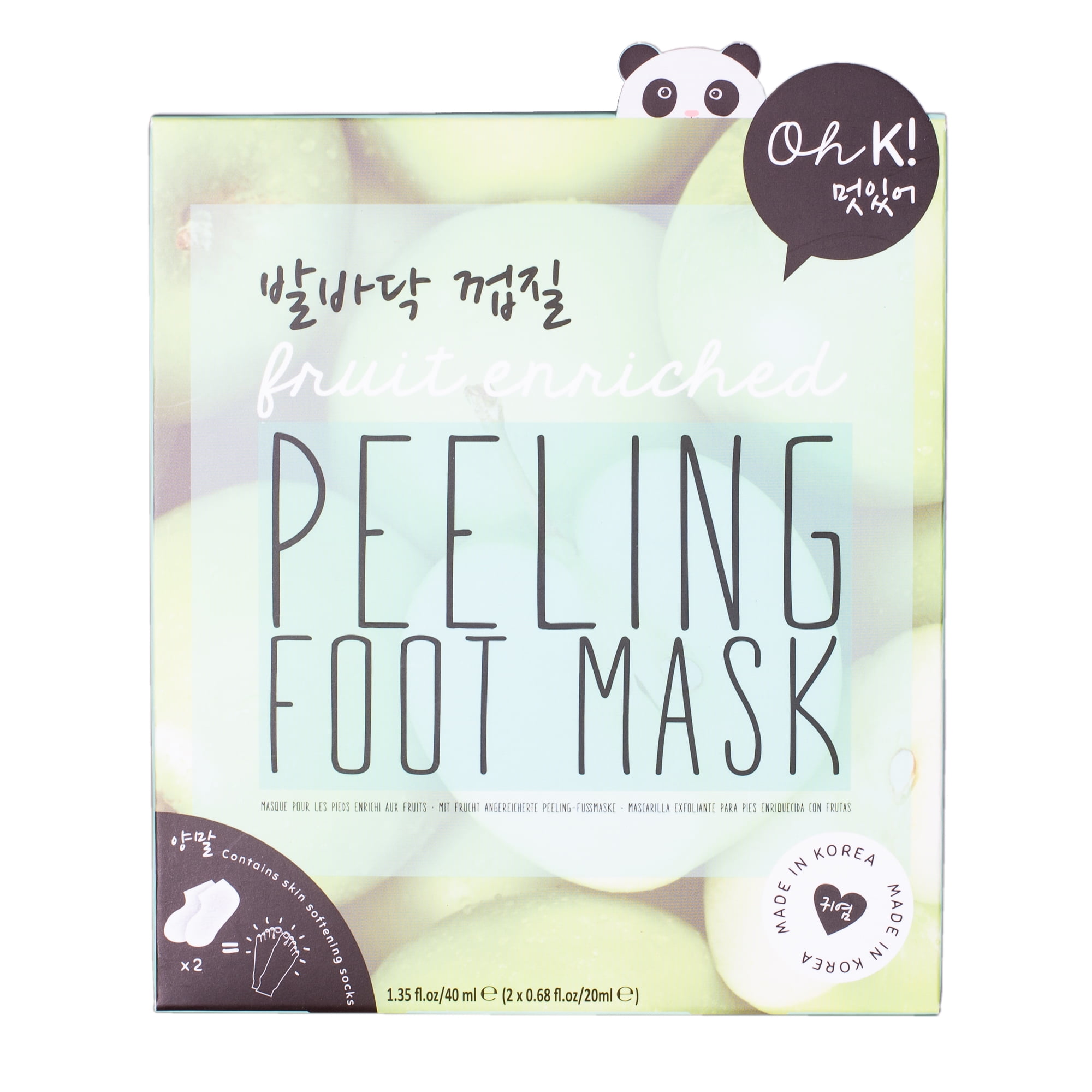 Peeling Fruit Enriched Green Apple 7 x 6 Exfoliating Gel Sock Foot Mask
