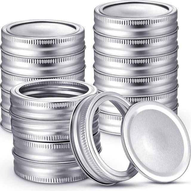 48 Pieces Canning Jar Lids and Bands for Regular Mouth Mason Jars Split-Type Lids with Silicone Seals Rings Leak-Proof Secure Mason Canning Jar Cap Compatible with Mason Jar (Silver)