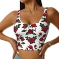 thumbnail image 2 of Haiem Rose Flowers Pattern Womens Sports Bra - U Neck Padded Low Impact Yoga Bra Workout Crop Top Gym Moisture-Wicking Workout Vest -Small, 2 of 9