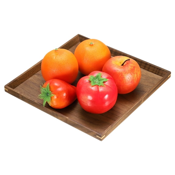 Uxcell Bamboo Serving Tray, 10 x 10 Inch Square Wooden Trays Portable Serving Platters for Food Fruit, Snacks, Bread, Vanity, Weddings, Picnics, Brown (Inner Slant)