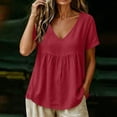 thumbnail image 3 of Ankola Womens Tops Casual V Neck Short Sleeve T Shirts Babydoll Loose Fit Peplum Tops, 3 of 7