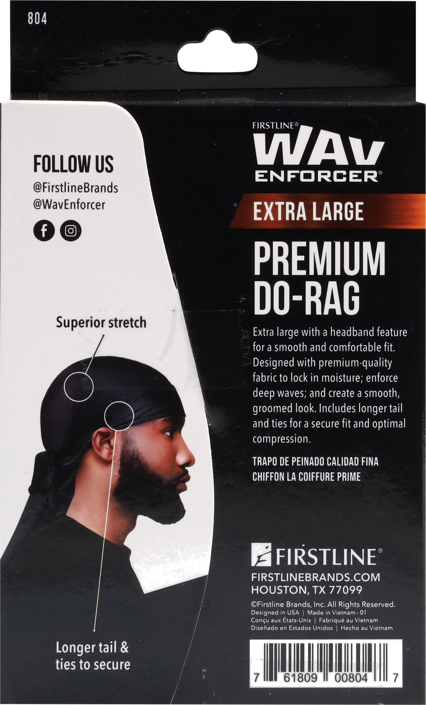WavEnforcer Premium Do-Rag – Extra Groß, Mit Langen Bändern | Für Wellen, Zöpfe & Locken, Auch Zur Nachtpflege
