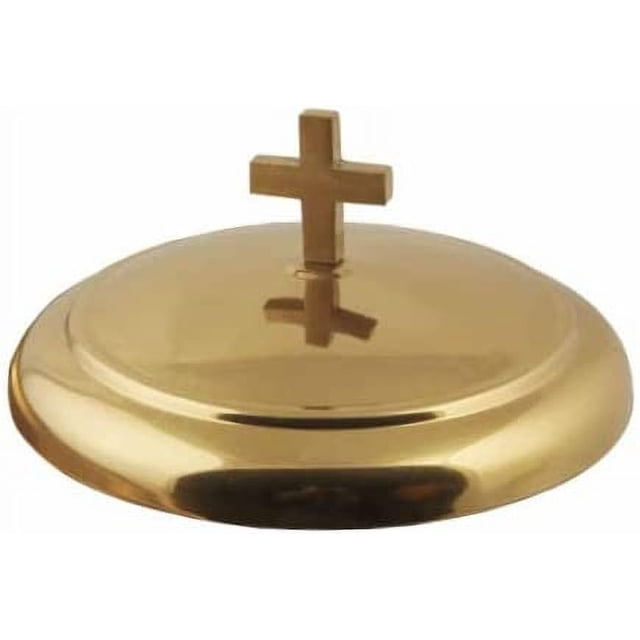 Mayur Export Acier Inoxydable Acier Inoxydable Acier Inoxydable Mayur Export Plateau à Pain de Communion en Acier Inoxydable avec Couvercle pour Églises Mayur Export Fournitures de Communion en Acier Inoxydable (Miroir Doré)