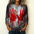 thumbnail image 6 of HOMBOM Womens Fall T Shirts Daily Crewneck Halloween Cute Breathable 3/4 Sleeve Graphic Print Pullover for Women Classy Tops,M, 6 of 6