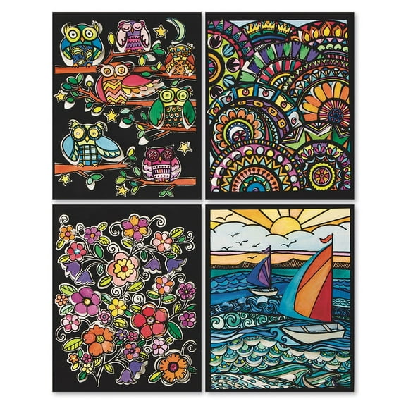 Velvet Art 3-D Posters III, 8-1/2" x 11", 4 Designs (Pack of 24)