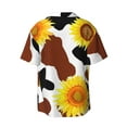 thumbnail image 2 of Gaeub Cow Print Sunflower Men's Lapel Short Sleeve Shirt, Relaxed Fit Shirt, Soft and Breathable for Outdoors Party Travel - X-Large, 2 of 7