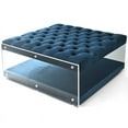 thumbnail image 4 of Posh Living Courtney Velvet Acrylic Ottoman with Nailhead in Blue, 4 of 6