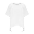 thumbnail image 5 of White M WIZUTIZ Corset Tops for Women Clearance Sales Loose Fit Shirts Crew Neck Cozy Style Comfy Ladies Tshirts Plus Solid Blouse Plus Size Holiday Beach T-shirt Athletic Plain Short Sleeve Tshirt, 5 of 5