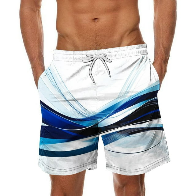 Sentmoon Swim Trunks Men Lightweight Summer Straight Elastic Waist Athletic Shorts Drawstring Light Print Golf Shorts Side Pockets 2025 Trendy for Weekend Outings Blue XXXXXL