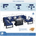 thumbnail image 3 of RADIATA Patio Aluminum Furniture Set with Fire Pit Table and Oversized 29" Seats, 7 Pieces Outdoor Sectional Conversation Sofa Set for Backyard, Poolside, 500 lb/Seat, Gray & Navy Blue, 3 of 13