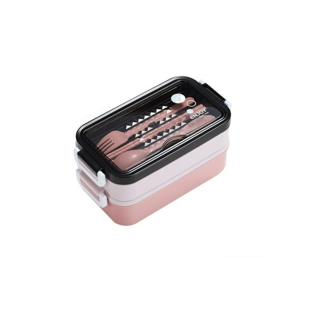 Monstrate Fiambrera con cubiertos, aislamiento térmico de doble capa, contenedor de comida para niña, caja de almacenamiento para microondas, oficina, Mostrada Rosado Monstrate HA067578-01