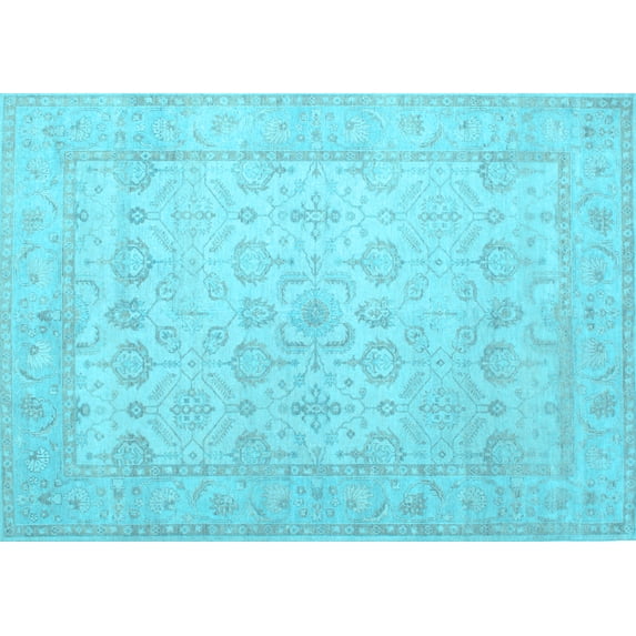 Ahgly Company Indoor Rectangle Oriental Light Blue Traditional Area Rugs, 7' x 10'