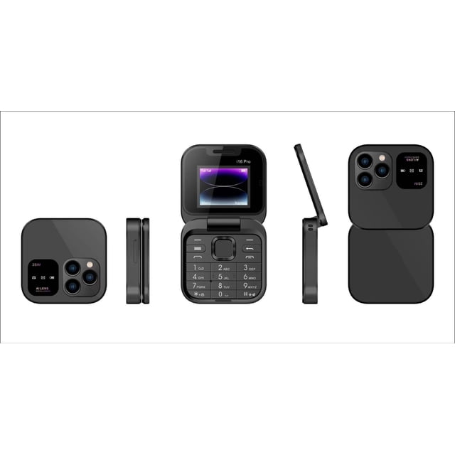 Flip Teléfonos para Ancianos Plegable Doble Sim Mini Teléfono de Copia de Seguridad, Botón Grande Pantalla Grande 2.6In con Cámara Linterna Bluetooth para Ancianos