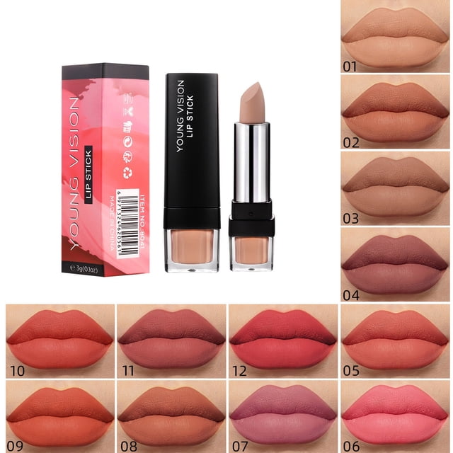 Ganfancp Barra de Labios Mate Fácil de Pegar Barra de Labios En Copa Terciopelo Barra de Labios Nutritiva Ofertas Flash 1X Barra de Labios