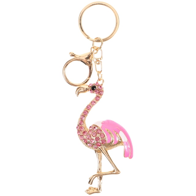 KAKOWELY Flamingo Keychains Pink Flamingo Design Keychains Rhinestone Key Rings Pendant Fashion Key Holder Craft Hanging Ornaments Gift5.51"X1.77"X0.59"