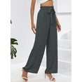 thumbnail image 6 of Chiclily Women Wide Leg Pants with Pockets High Waist Loose Belt Flowy Casual Trousers, US Size Medium in Grey, 6 of 9