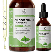 Organic Oil of Oregano Liquid Drops, 240 Servings Oregano Oil Supplements for Immune Support, Digestive & Overall Health, Vegan, Non-GMO 2 fl oz