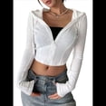 thumbnail image 3 of Chaqueta Corta Ligera con Capucha, Cremallera y Cordón de Larga para Mujer XXL, 3 of 10