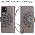 thumbnail image 6 of 2-in-1 Case for iPhone 11 Case Wallet Credit Card Holder ID Slot Detachable Hybrid Protective Slim Hard Shell Magnetic PU Leather Folio Pocket Flip Cover for iPhone 11 6.1 inch Mandala Grey, 6 of 8