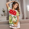 thumbnail image 3 of Rateoe Avocado Lovers Wearing Umbrella Print Women’s Nightdress – Cozy Cotton Short-sleeved Sleep Shirt, Loose-Fit Sleepwear, Perfect for Relaxing and Sleeping, 3 of 6