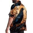 thumbnail image 3 of Crow Men's Short Sleeve Beach Shirts, Casual Printed Poplin Button Down, Unisex Summer Hawaiian Shirt, 3 of 6