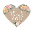 thumbnail image 1 of Peach Coral Kraft Brown Rustic Floral Garden Party Wedding, Heart Label Stickers, Thank You, 75-Pack, 1 of 2