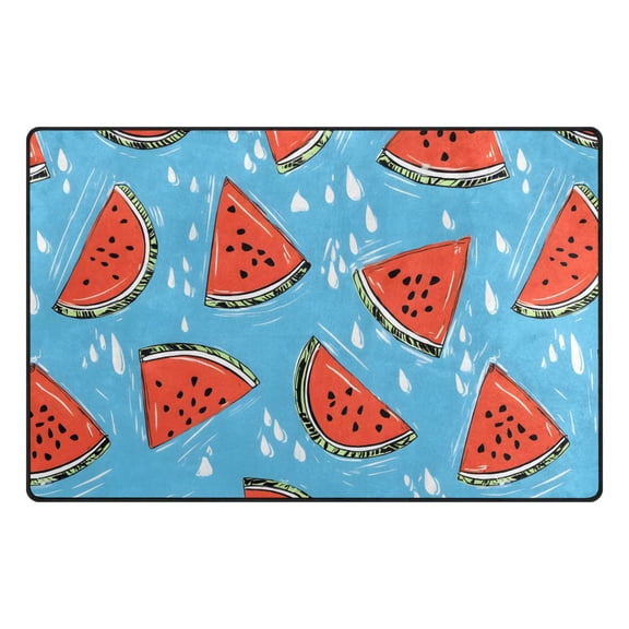 Red Watermelon Pattern Memory Foam Area Rug 31"x20" Non Slip, Absorbent, Fade Proof for Living Room, Bedroom, Office