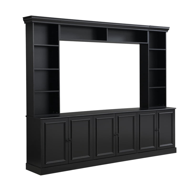 4-Piece Mid-Century Wall Unit Entertainment Center with Bookshelf for TVs Up to 70", Versatile TV Stand with Adjustable Shelf for Living Room