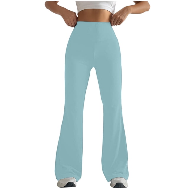 Timegard Workout Legging for Women High Waist Slim Fitting Bell Bottom Basic Yoga Trousers Solid Color