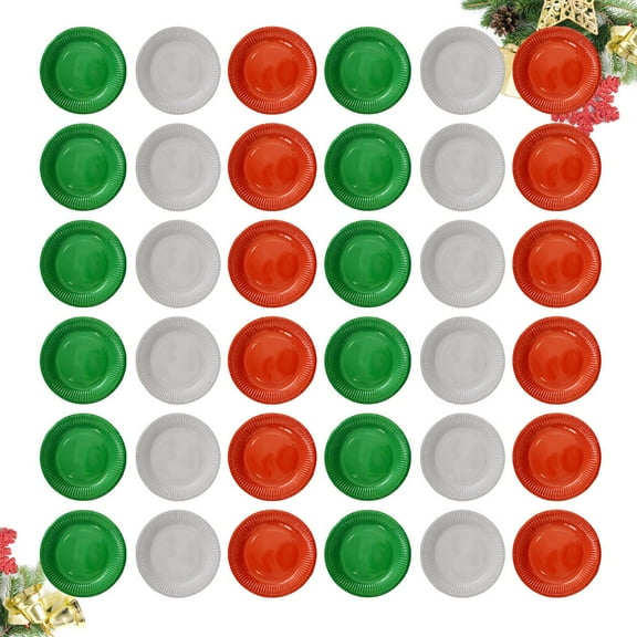 CIMAXIC 60Pcs Food Safe Disposable Round Paper Tray Assorted Color for Parties