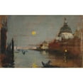 thumbnail image 2 of James Jebusa Shannon 14x11 Black Ornate Wood Framed Double Matted Museum Art Print Titled: Sta Maria Della Salute from the Grand Canal, with a Full Moon, Venice, 2 of 5