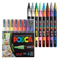Uni POSCA PC-3M Water-Based Paint Markers, Fine Tip (0.9-1.3mm), Assorted Colors, 16 Count
