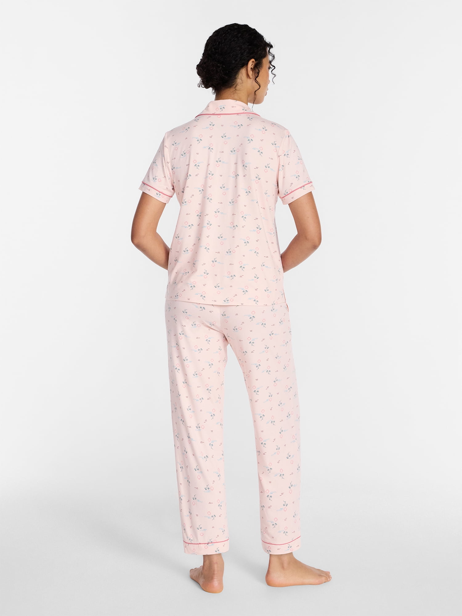Joyspun Women's Dreamy Soft Collection Notch Collar Top and Capri Pants Pajama Set, 2-Piece, Sizes XS-3X