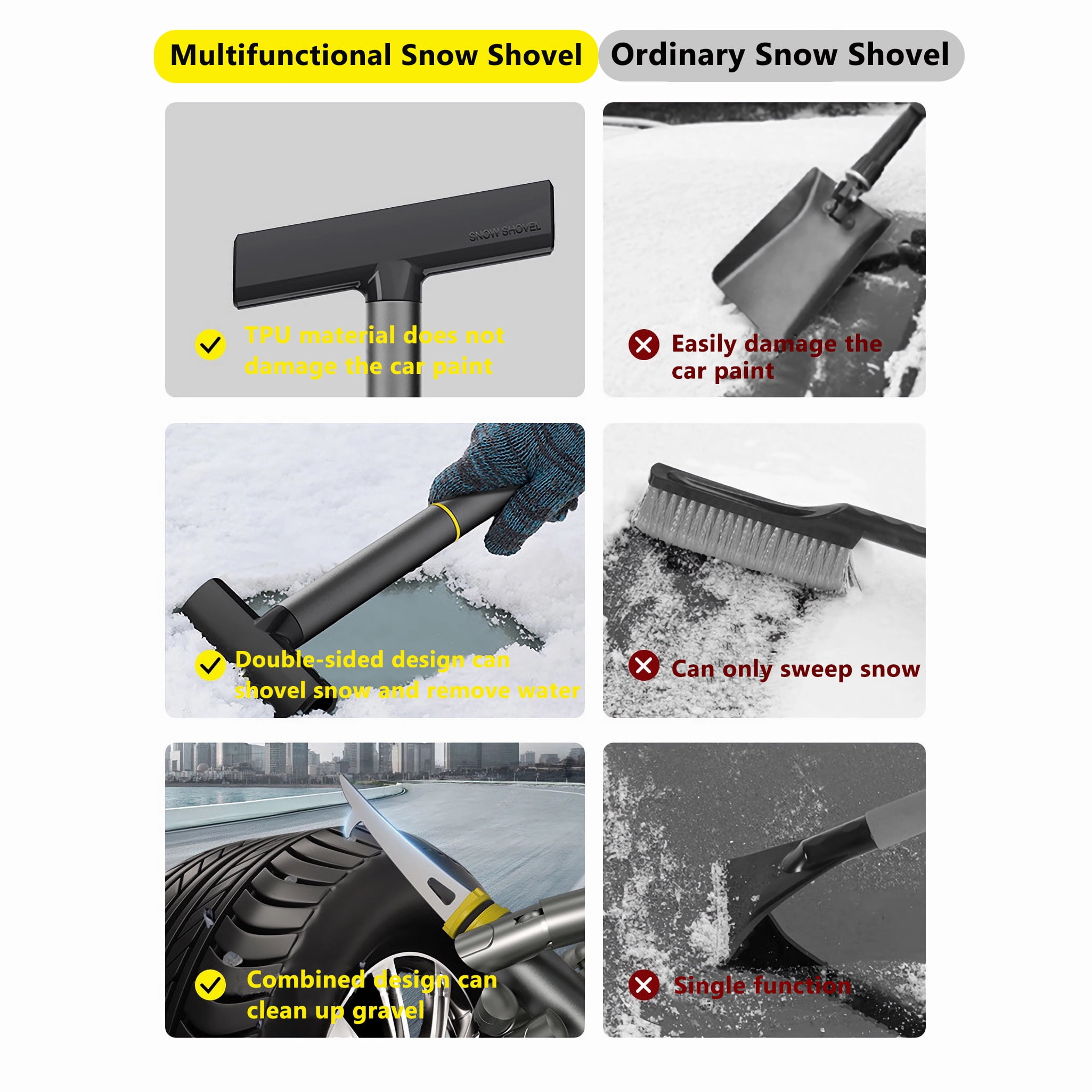 Unbreakable Ice Scraper Cars Multitool Car Deicing Shovel Snow Brush - Lce Scraper, Windshield Brush